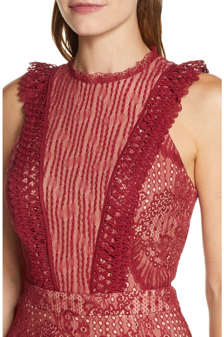 Cori Lace Dress, Alternate, color, BURGUNDY-NUDE