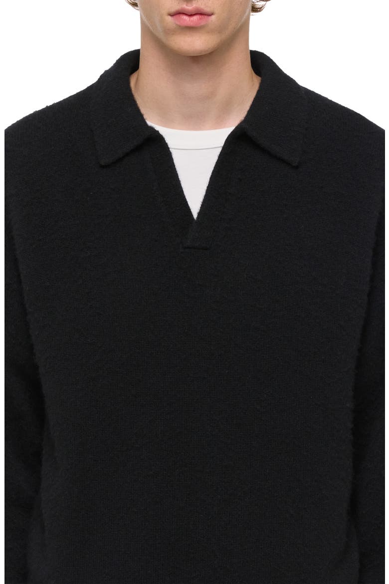Brushed Wool & Cashmere Polo Sweater, Alternate, color, BLACK