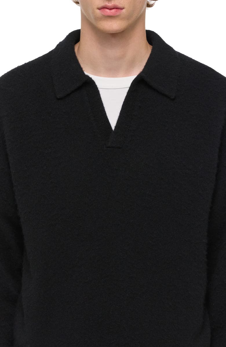 Helmut Lang Brushed Wool & Cashmere Polo Sweater, Alternate, color, Black