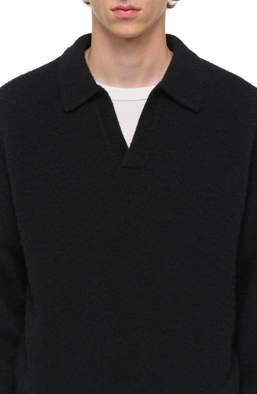 Helmut Lang Lithe 3 Brushed Wool & Cashmere Polo Sweater In Black