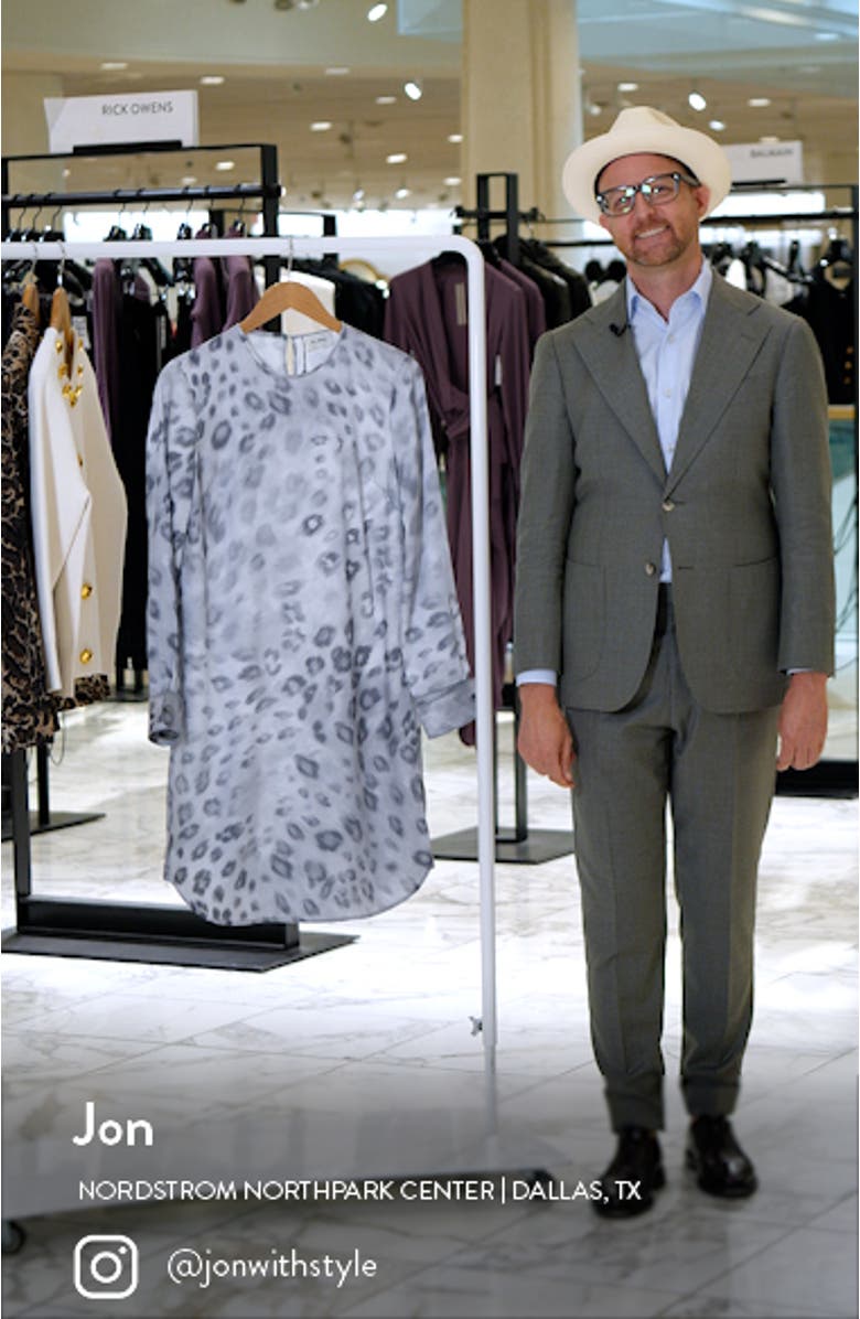 Blur Leopard Long Sleeve Satin Dress, sales video thumbnail