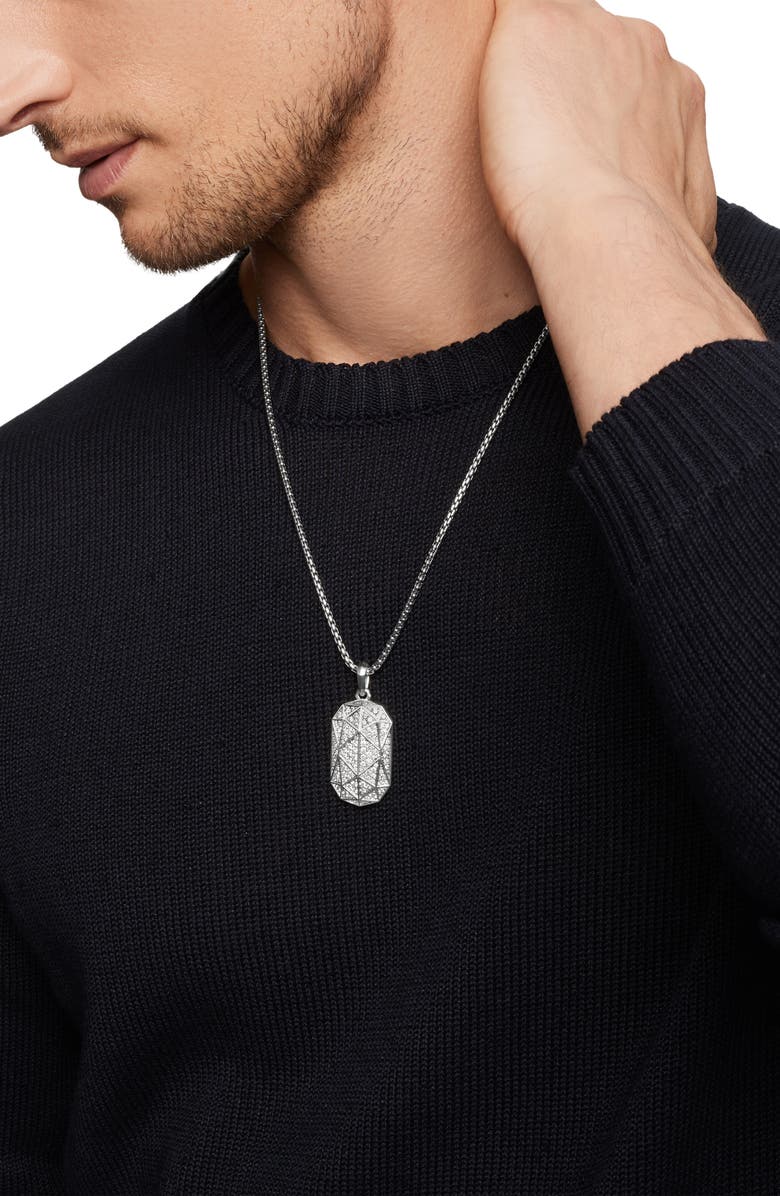 David Yurman Torqued Faceted Amulet in Sterling Silver with Pavé Diamonds, Alternate, color, Sterling Silver