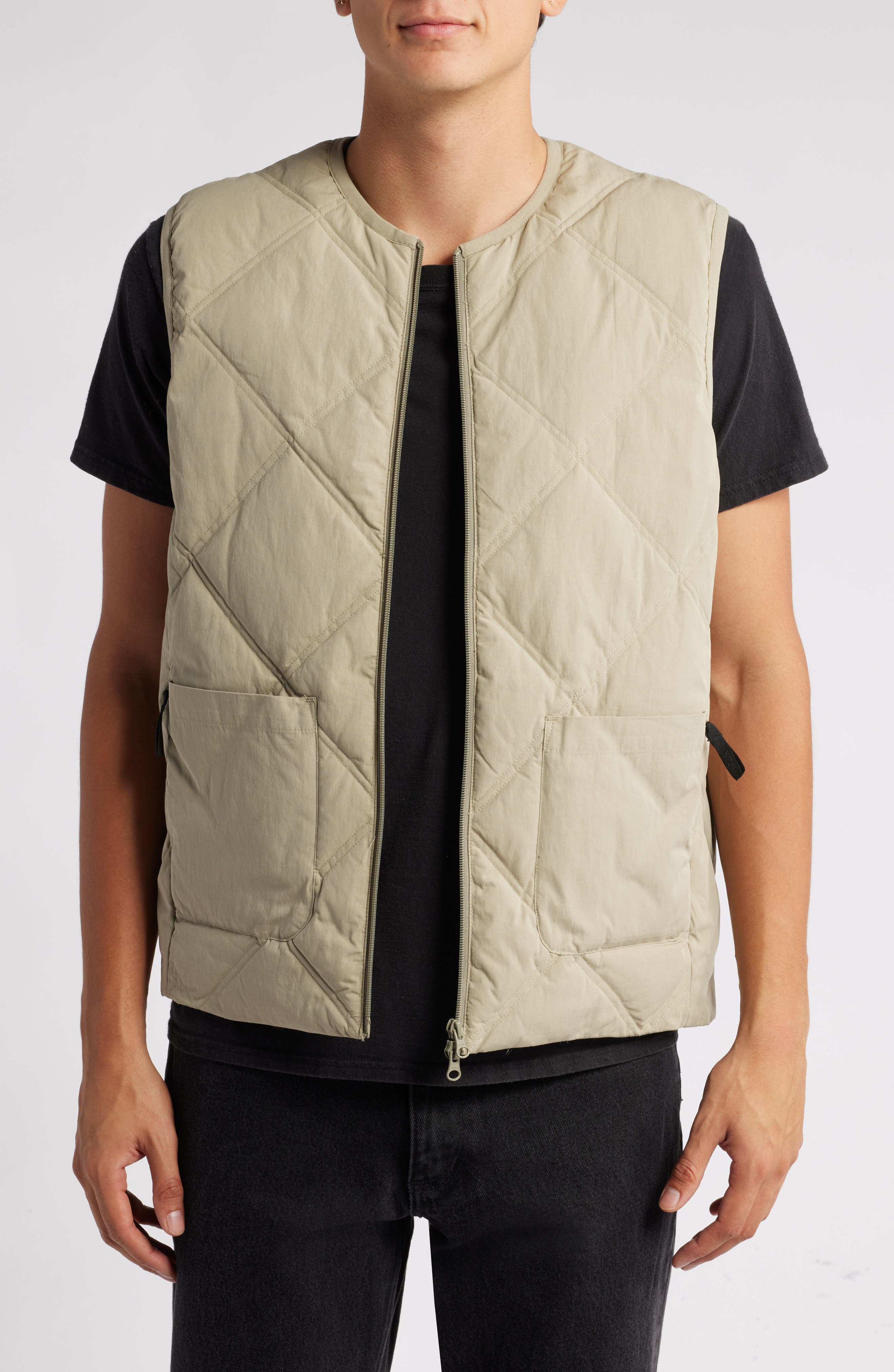 Wax London Skye Quilted Gilet Vest in Khaki 