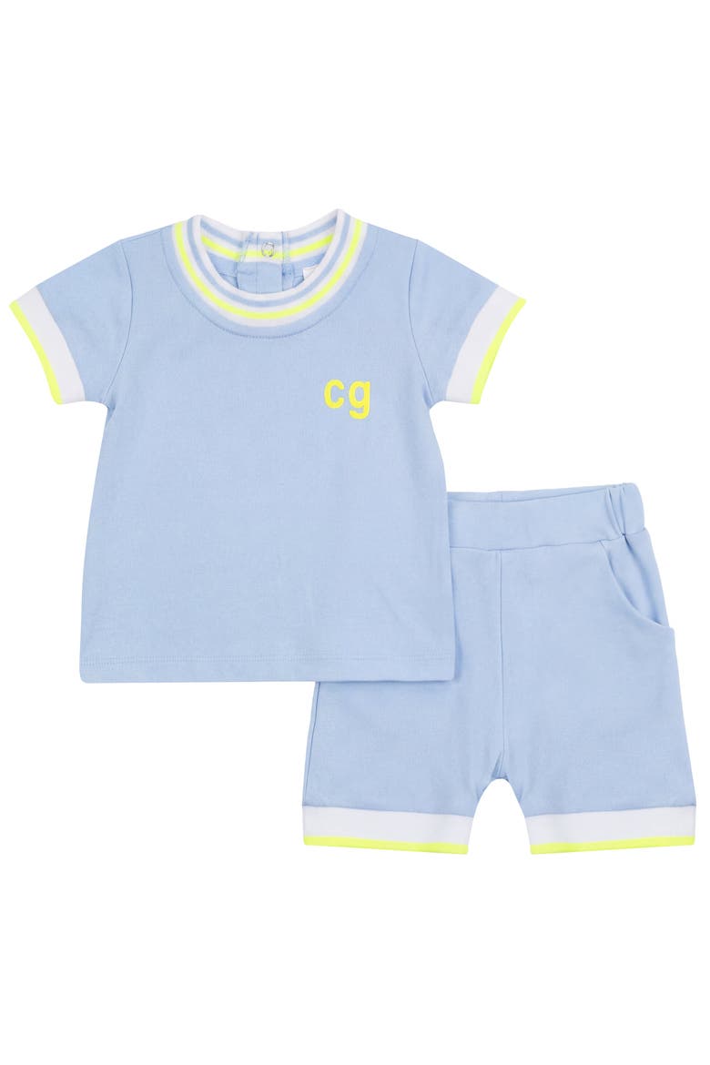Contrast Trim 2 Piece Short Sleeve and Short Set, Main, color, Blue