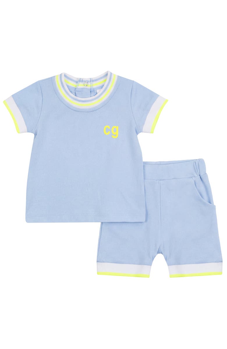 Charlotte & George Contrast Trim 2 Piece Short Sleeve and Short Set, Main, color, Blue