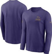 Nike Men's Nike Purple Baltimore Ravens Sideline Performance Long Sleeve T-Shirt