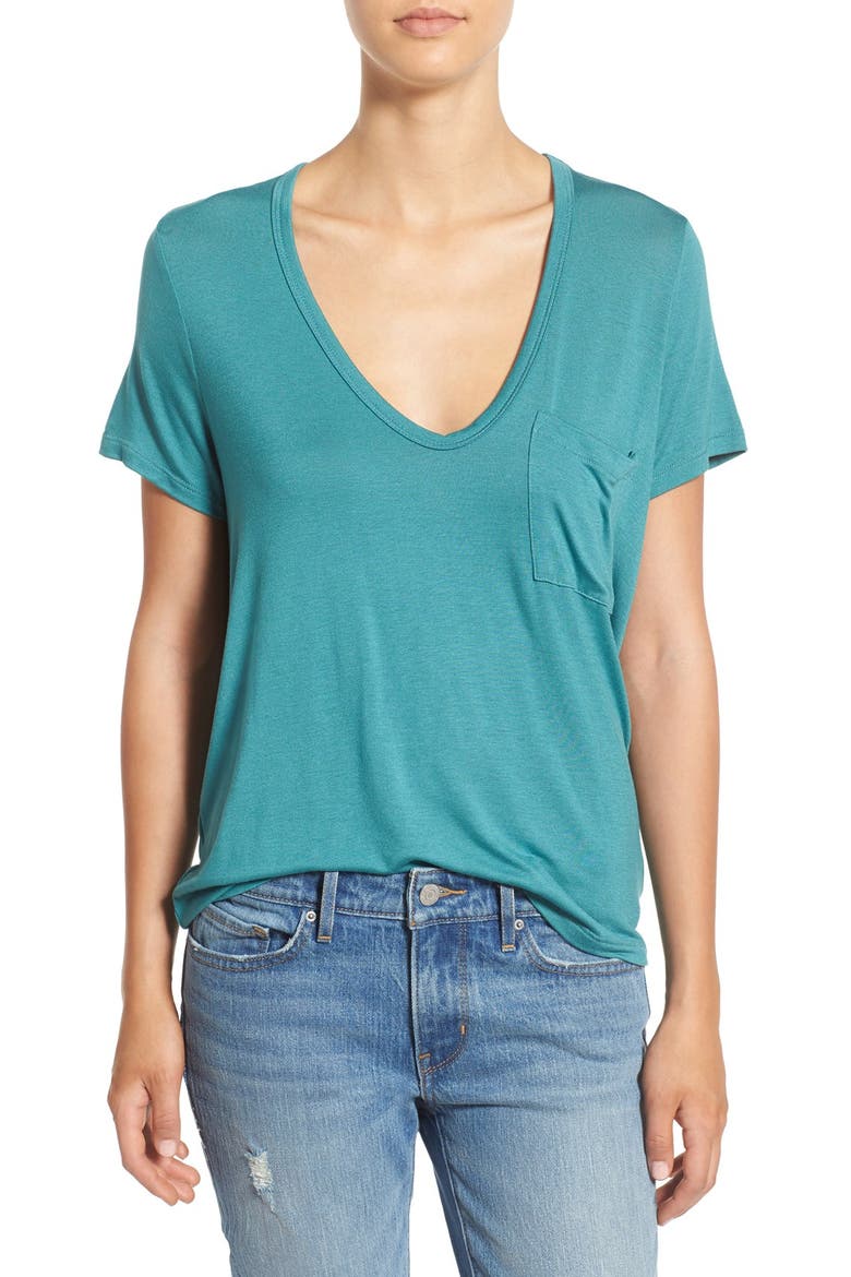 Deep-V Neck Tee, Main, color, NORTH SEA