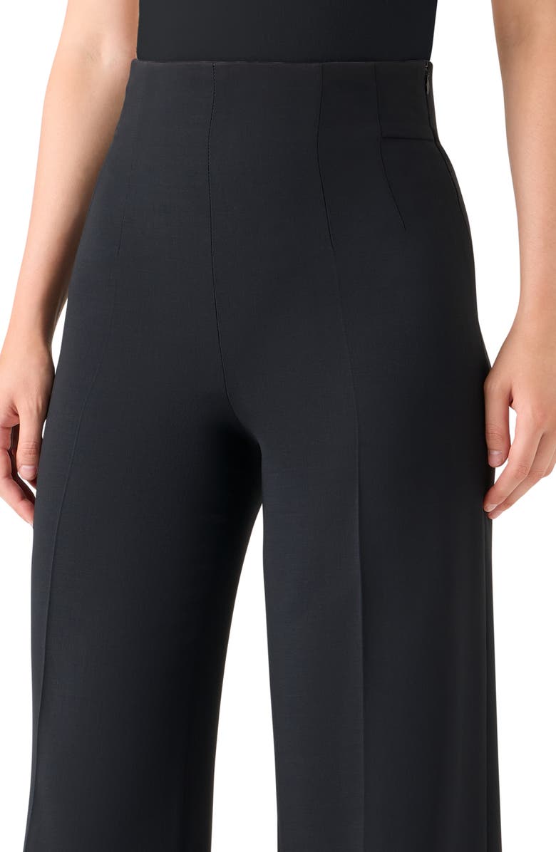 Akris Fiyuki Wool Blend Double Face Wide Leg Pants, Alternate, color, Black