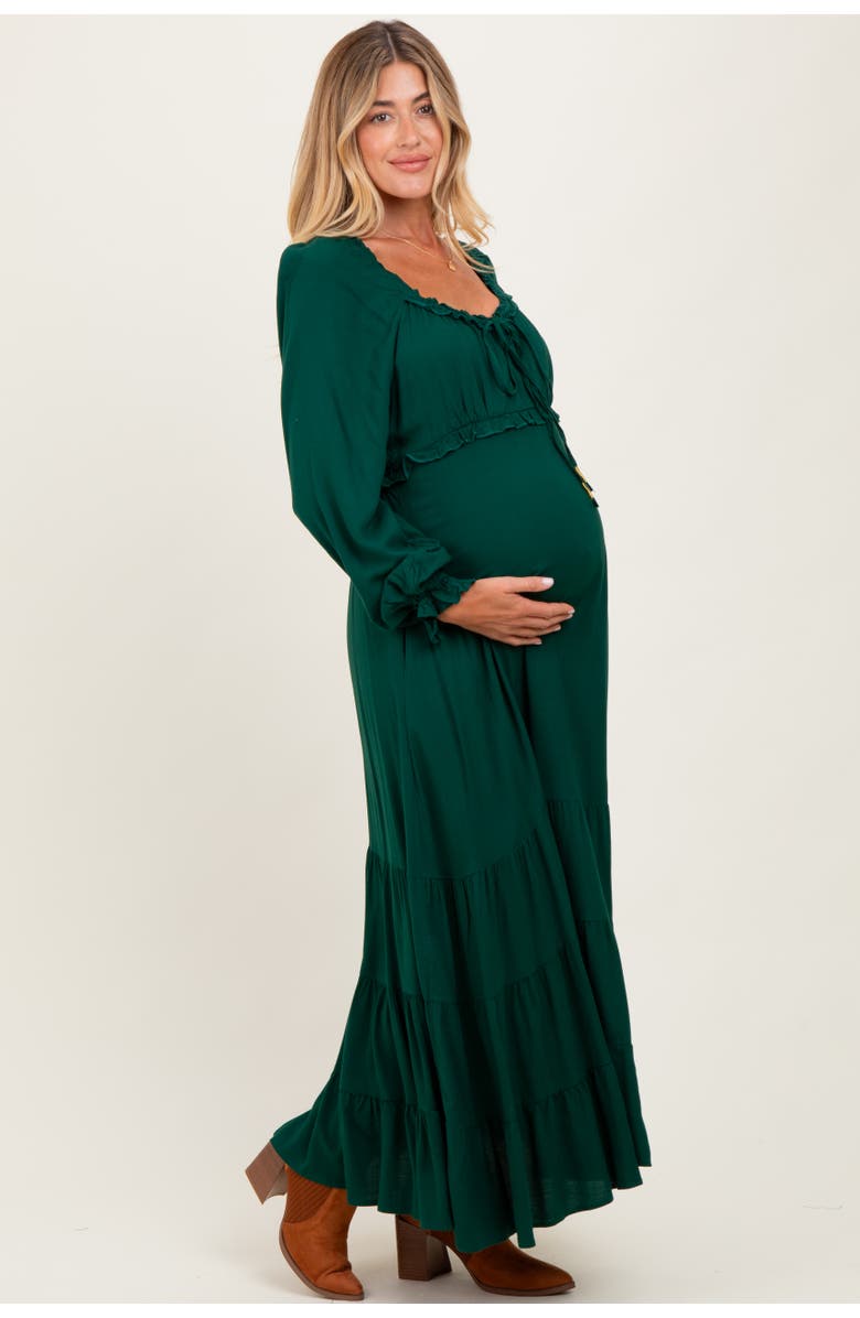 PinkBlush Ruffled Fit And Flare Maxi Dress, Alternate, color, Forest Green