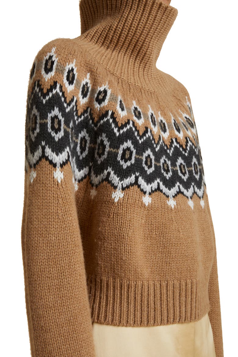 Amaris Fair Isle Cashmere Blend Turtleneck Sweater, Alternate, color, CAMEL MULTI