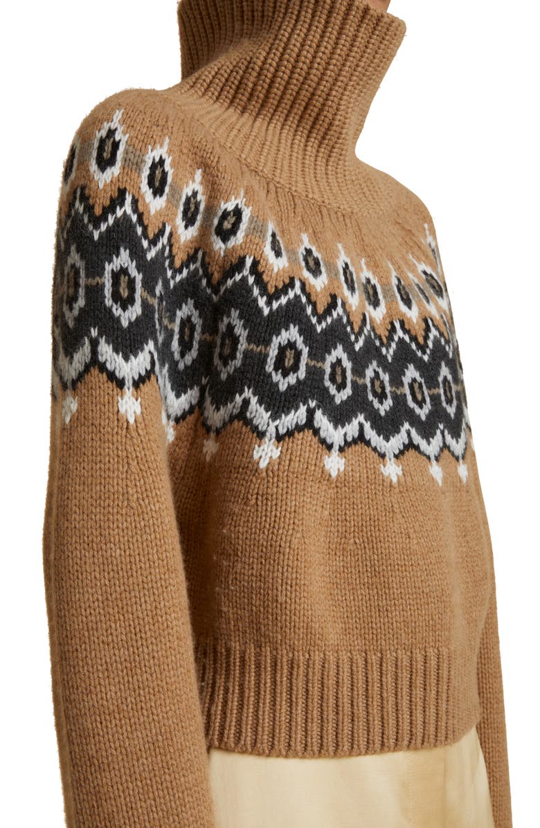Khaite Amaris Fair Isle Cashmere Blend Turtleneck Sweater, Alternate, color,