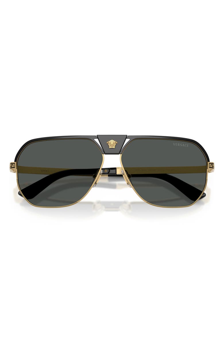 Versace 61mm Square Sunglasses, Alternate, color, Black / Dark Grey