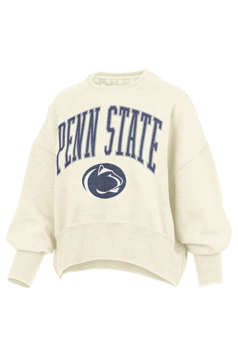 Women's Pressbox Natural Penn State Nittany Lions Oversized Waist-Length Crewneck Sweatshirt, Alternate, color, Natural
