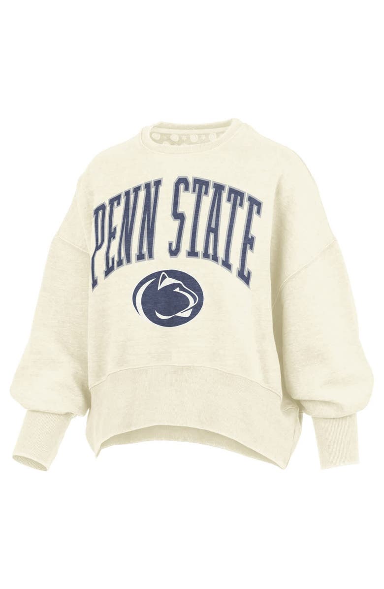 PRESSBOX Women's Pressbox Natural Penn State Nittany Lions Oversized Waist-Length Crewneck Sweatshirt, Alternate, color, Natural