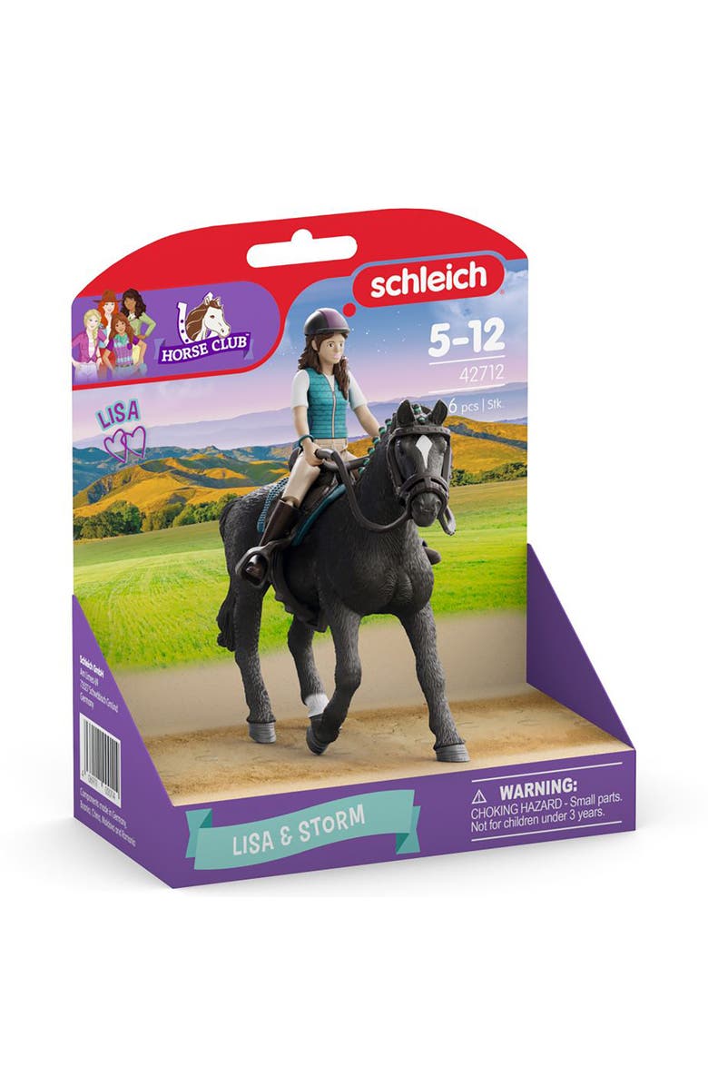 Schleich Horse Club Lisa & Storm 7pc Playset, Articulated Rider, Black Horse, Alternate, color, Multicolored