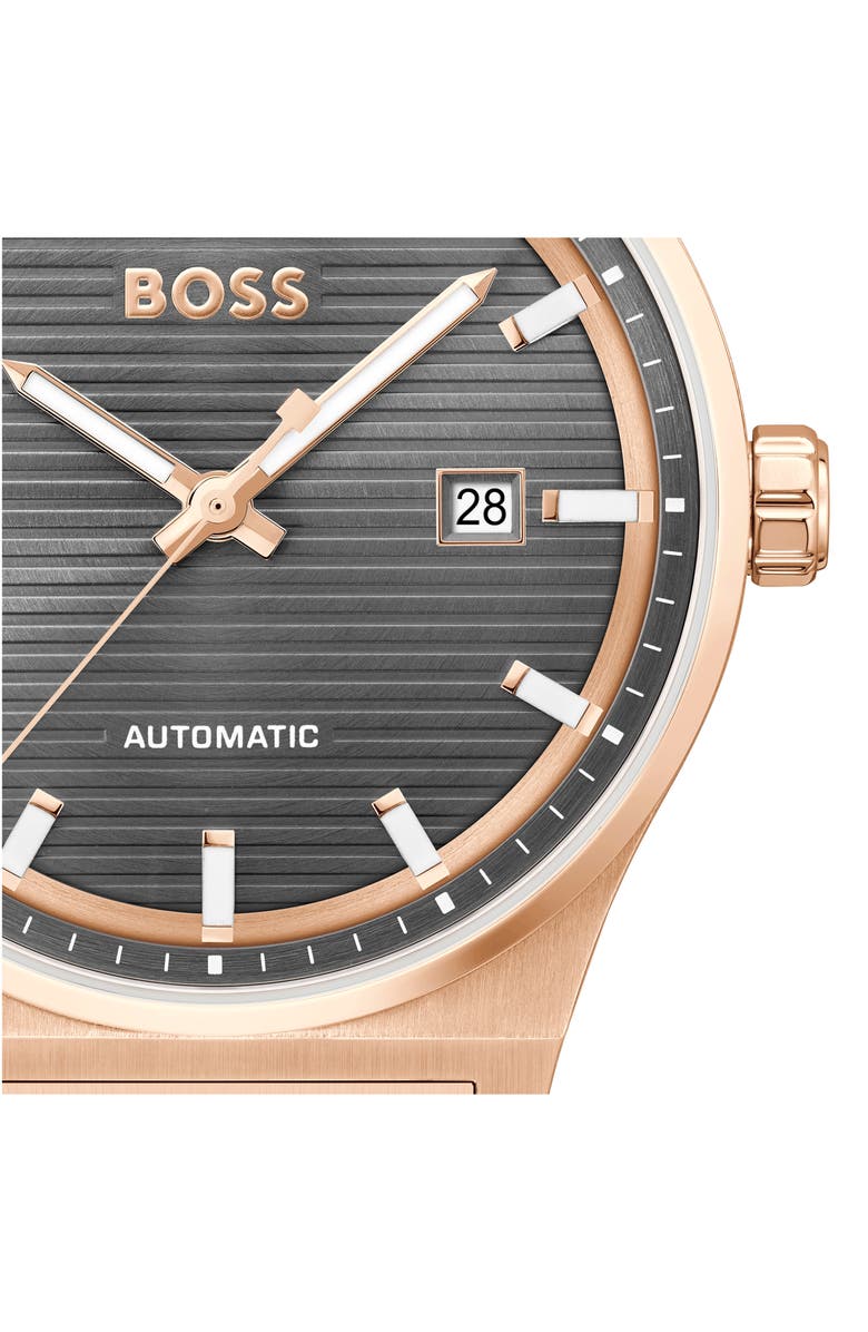 BOSS Candor Automatic Bracelet Watch, 41mm, Alternate, color, Gray Dial