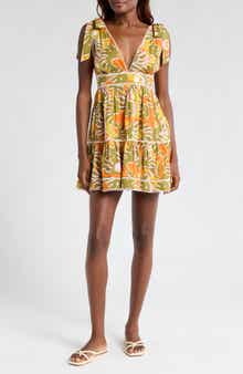 Poupette St Barth Cara Abstract Print Cotton Cover-Up Minidress