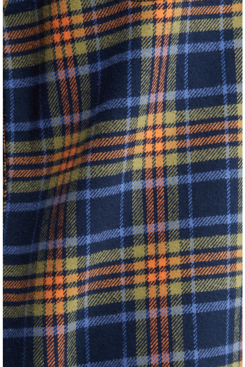 Contact Plaid Logo Appliqué Flannel Overshirt, Alternate, color, MARITIME