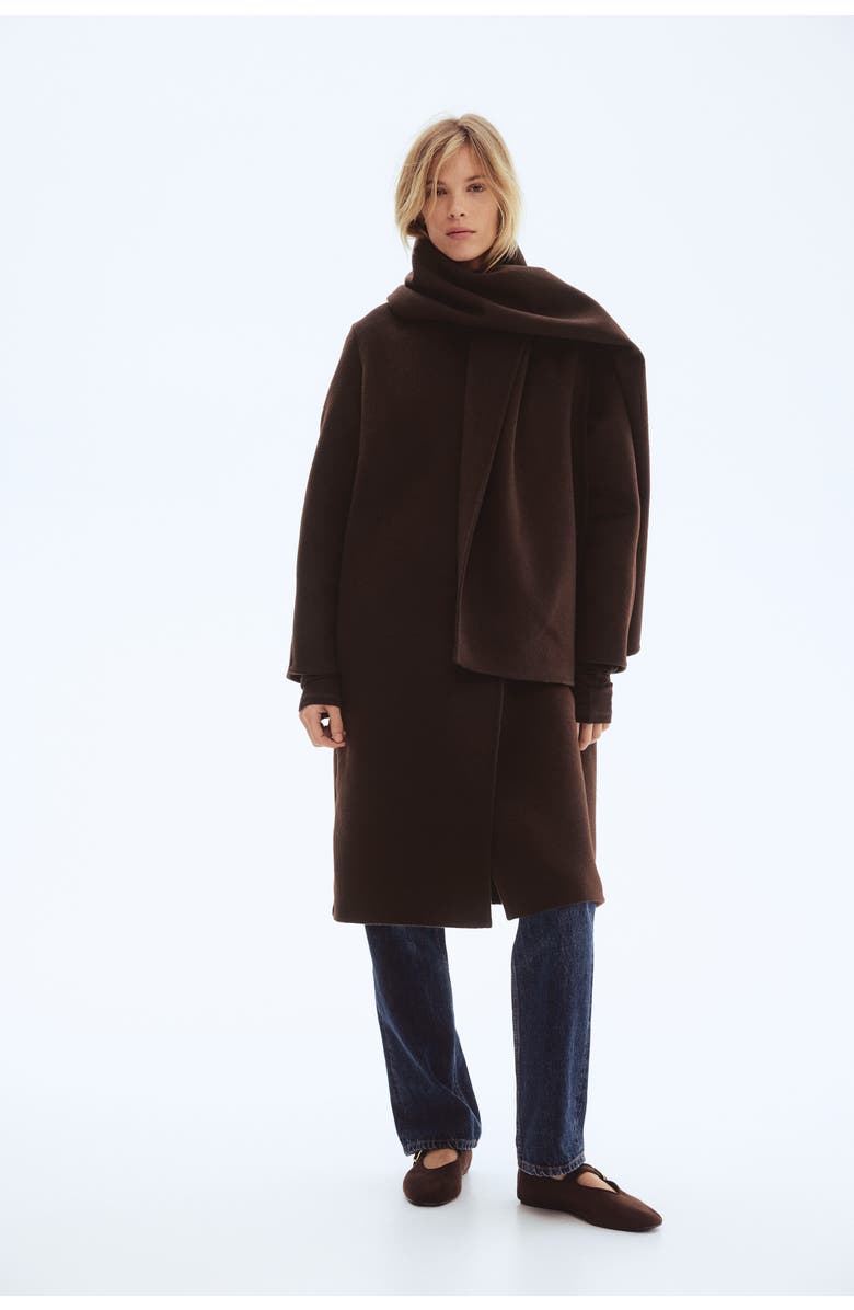 H&M Handmade Wool-blend Coat, Alternate, color, Dark Brown