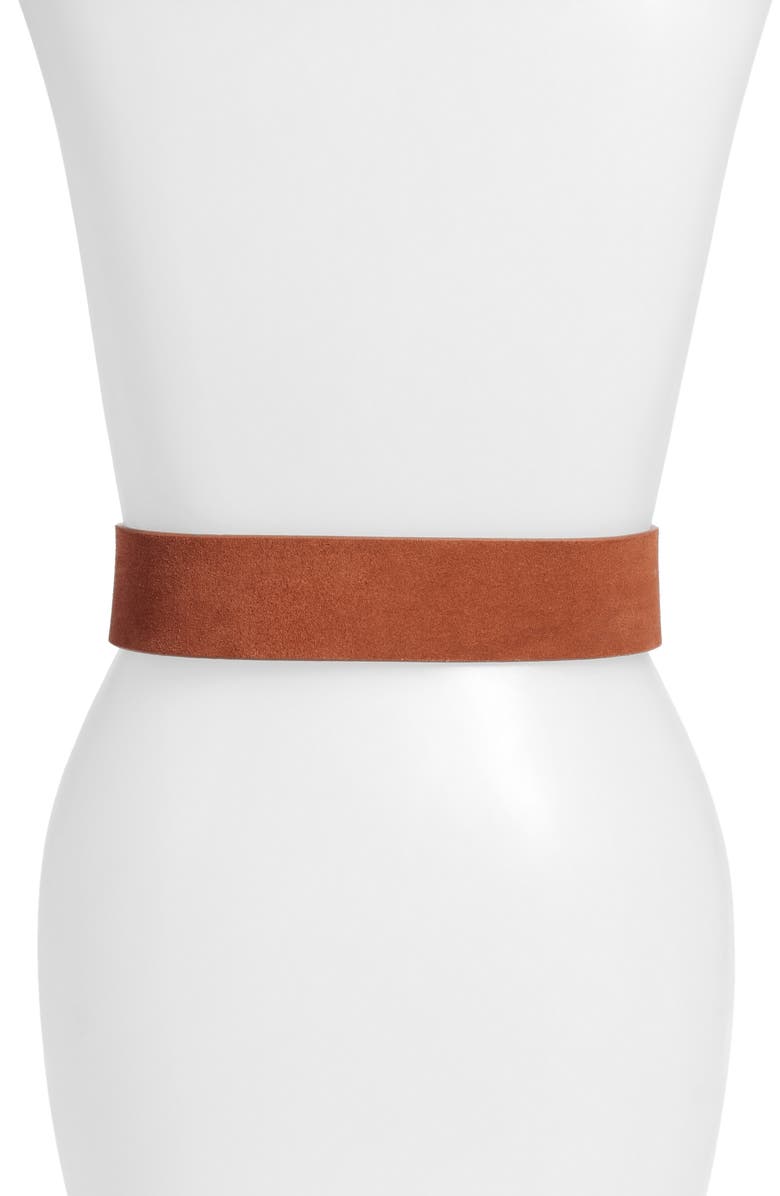 Something Navy Wooden Buckle Suede Belt, Alternate, color, 