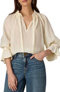 Wit & Wisdom Pleated Tie Neck Top