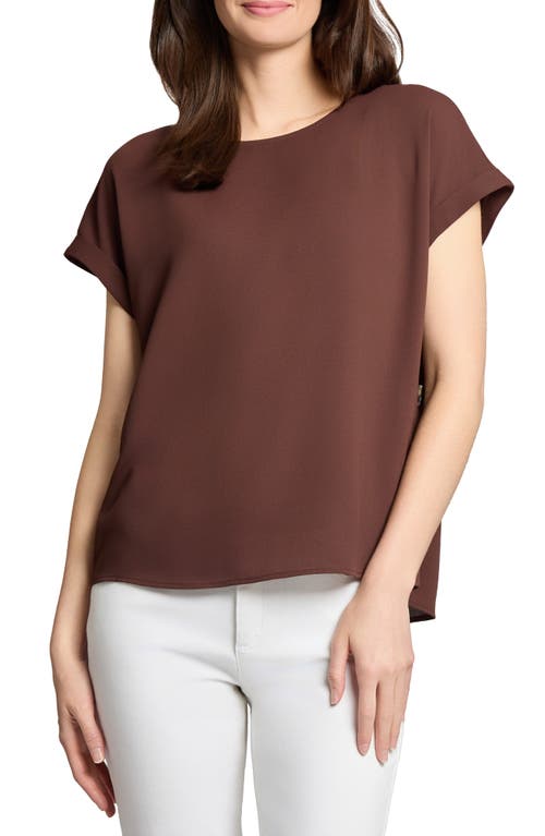 Jones New York Petite Round-neck Side-button Short-sleeve Top
