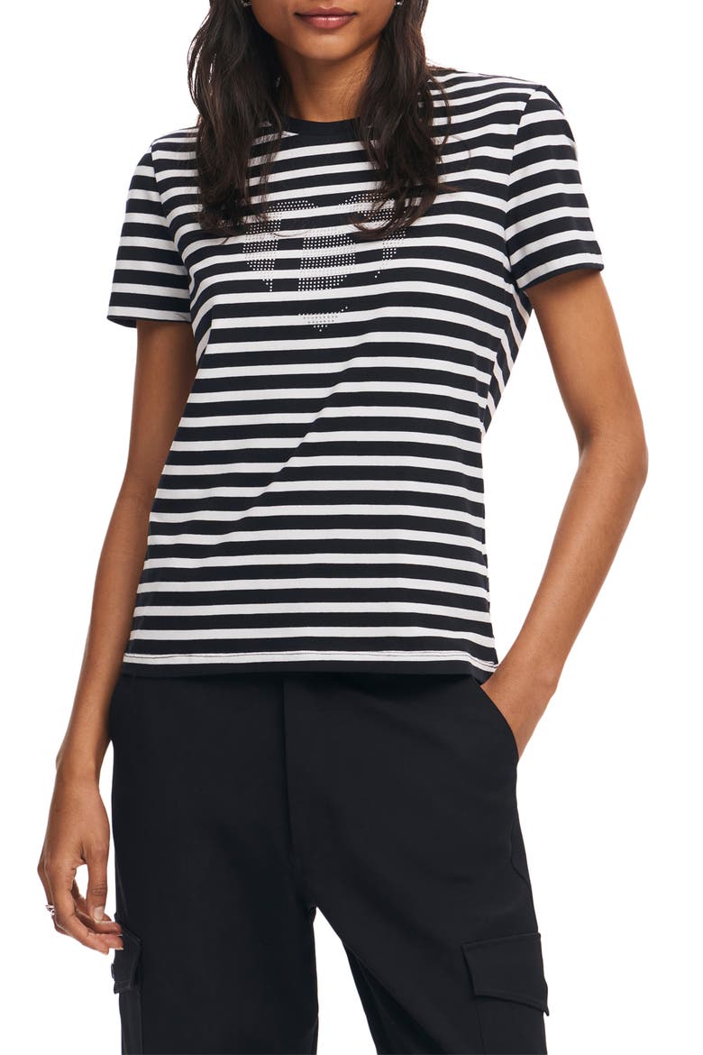 Daisy Stripe Cotton Graphic T-Shirt, Main, color, WHITE