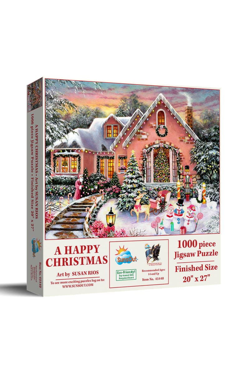 Sunsout A Happy Christmas 1000 piece Jigsaw Puzzle for Adults, Main, color, Multicolor