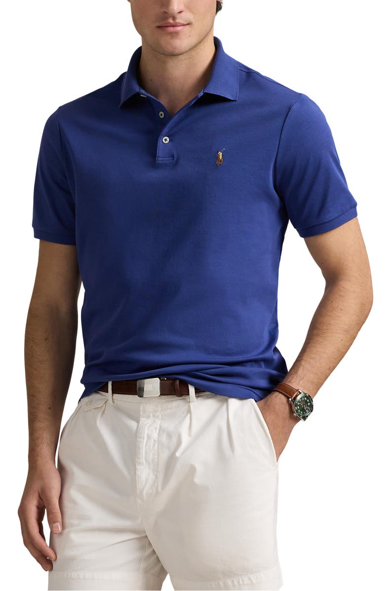 Polo Ralph Lauren Classic Fit Solid Blue Cotton Jersey Polo, Main, color,