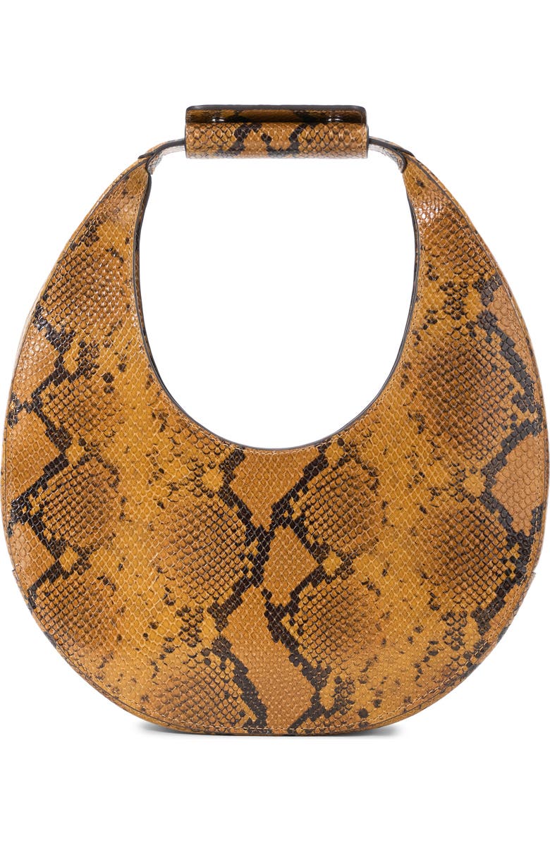 STAUD Moon Snakeskin Embossed Leather Top Handle Tote, Main, color, Snake