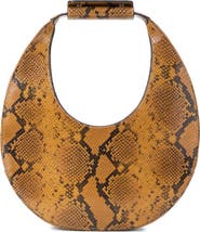 STAUD Moon Snakeskin Embossed Leather Top Handle Tote