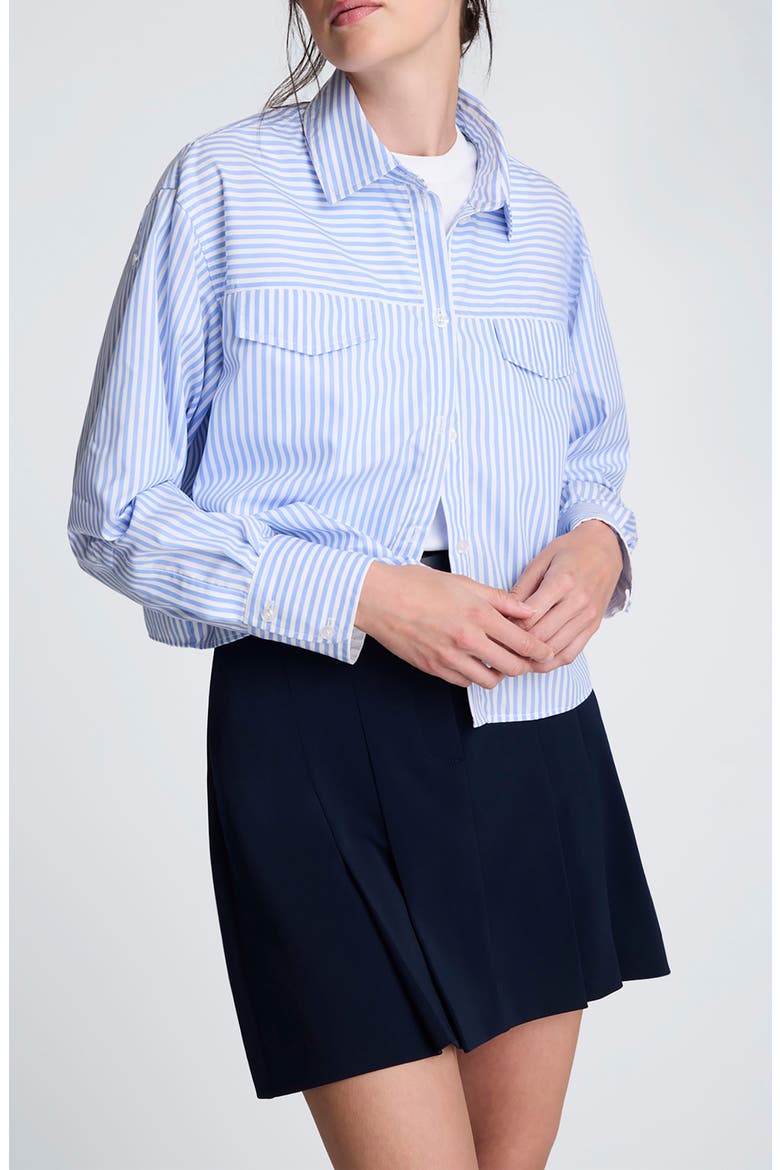 Stripe Crop Button-Up Shirt, Main, color, GLACIER BLUE/ PUREWHT