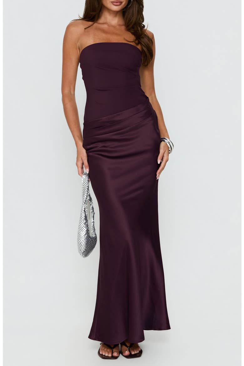 Lulita Strapless Maxi Dress, Main, color, PLUM