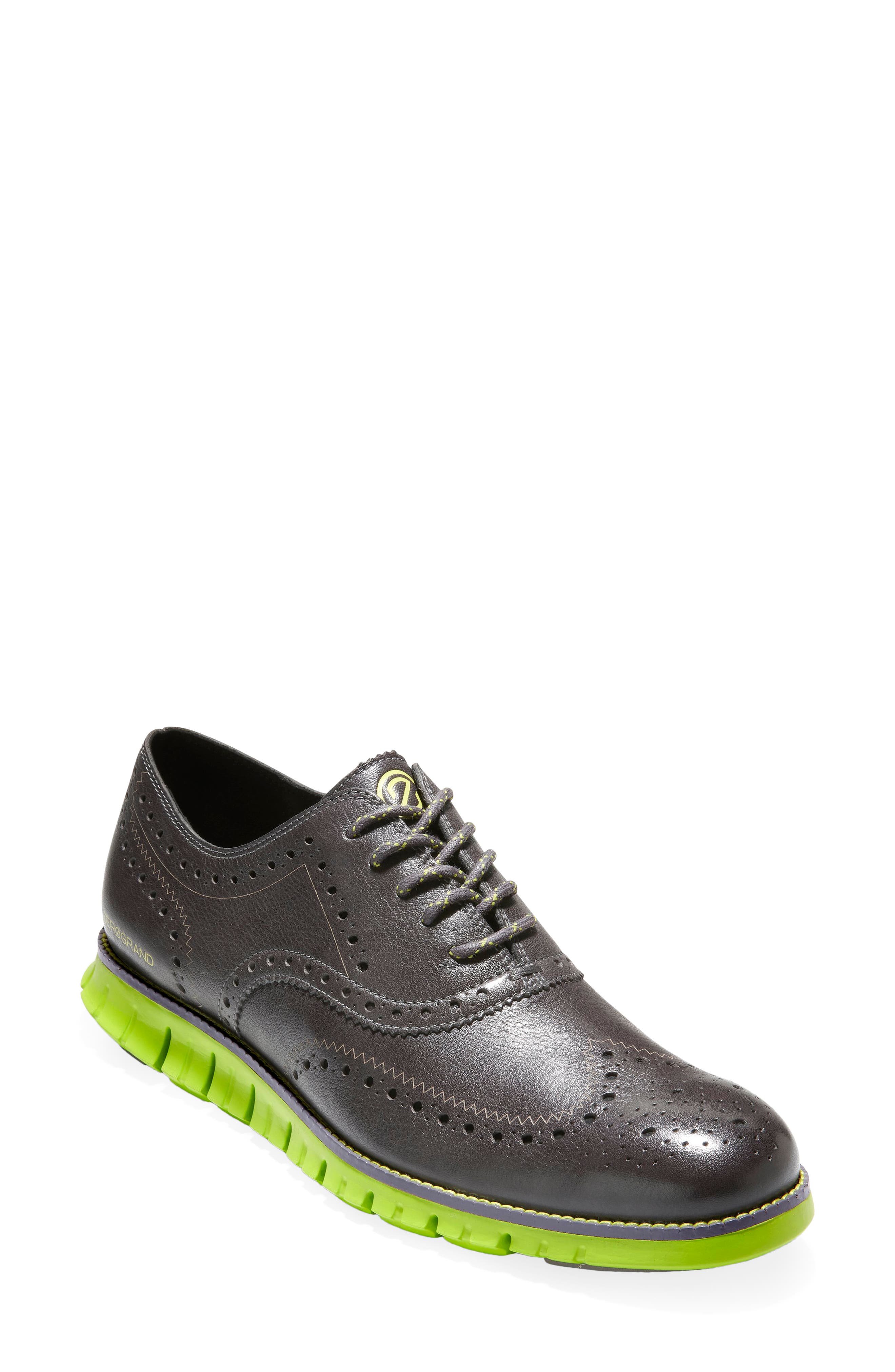 ZeroGrand Wingtip Derby, Main, color, PAVEMENT/ LIME GREEN