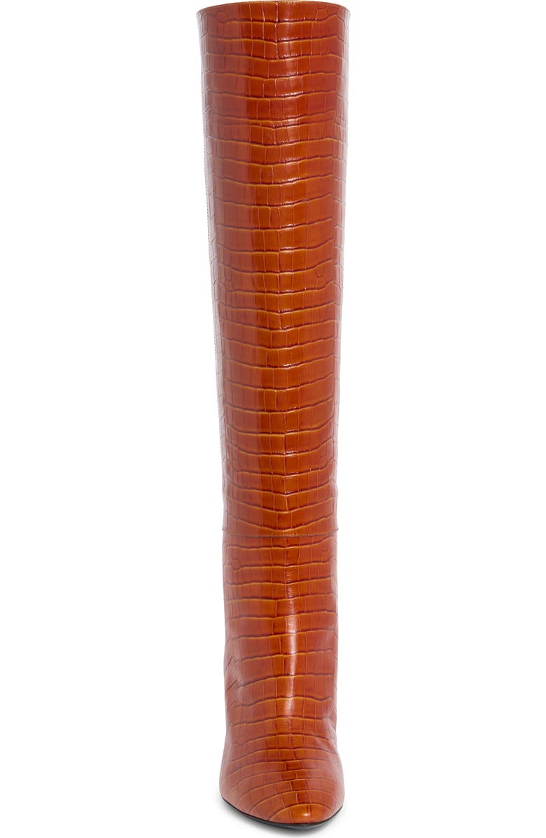 Longchamp Cros Embossed Leather Knee High Boot, Alternate, color, Cognac