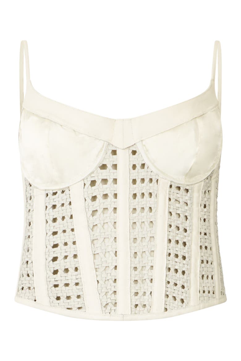 Weaved Leather Bustier Women, Main, color, OffWhite
