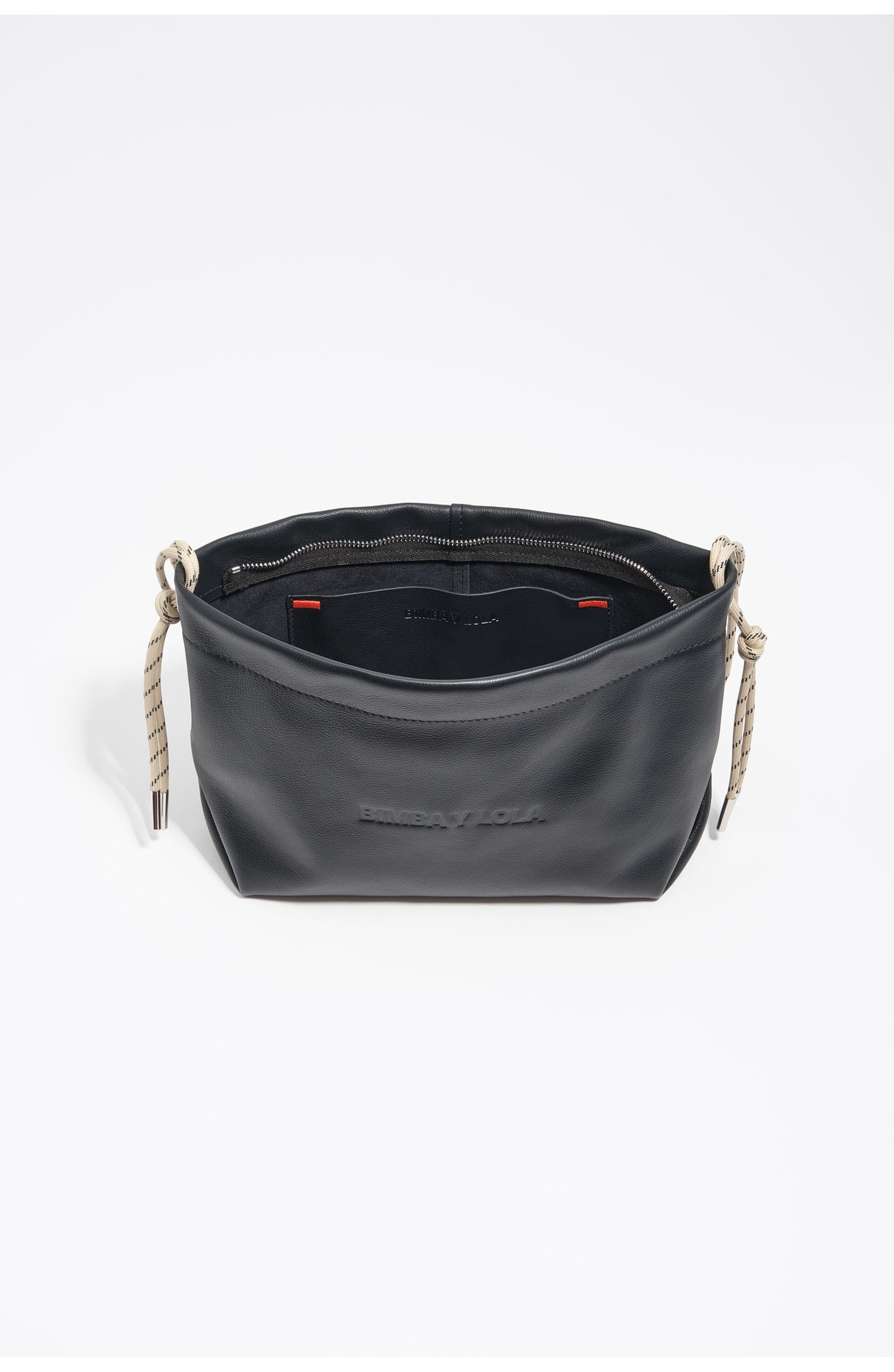 Bimba y Lola Medium Leather Shoulder Bag, Alternate, color, Black