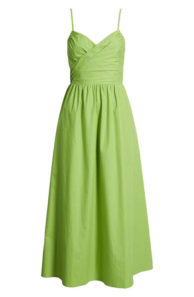 Lulus Marcella Tie Back Cotton Poplin Dress, Alternate, color, Kiwi