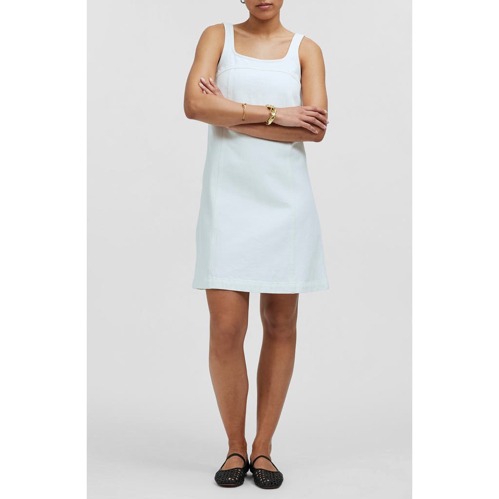 Madewell Denim A-line Sleeveless Minidress In Tile White