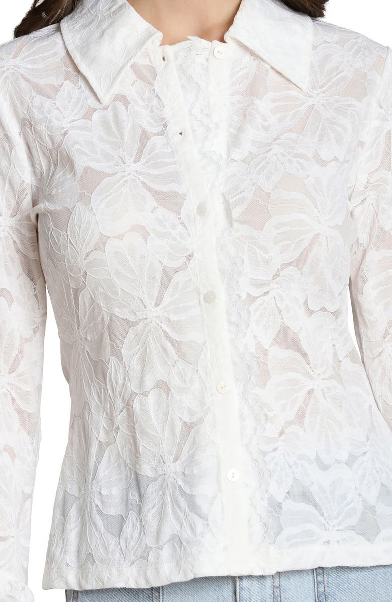 Avec Les Filles Flare Cuff Button-Up Shirt, Alternate, color, White