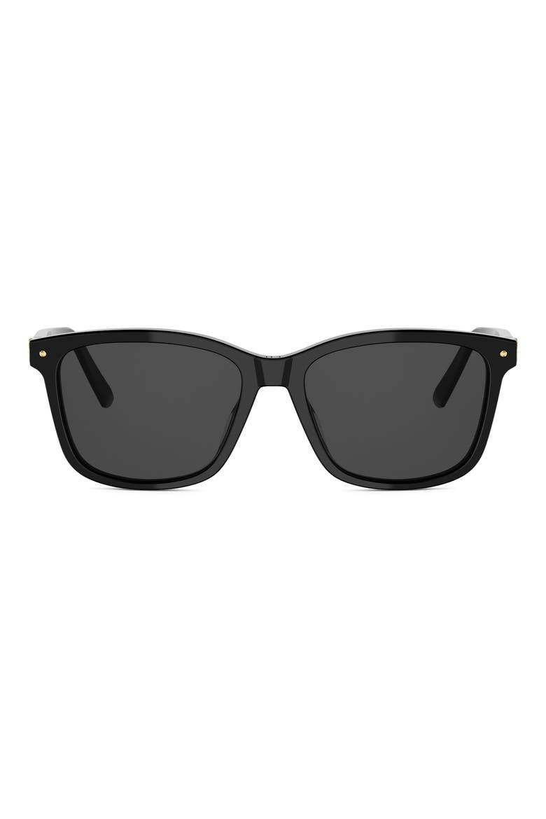 Petit CD S2I 54mm Rectangular Sunglasses, Main, color, SHINY BLACK / SMOKE
