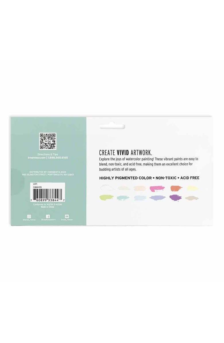 Brea Reese Professional Watercolor Paint Set Pastels 12 Tubes, Alternate, color, Multicolored