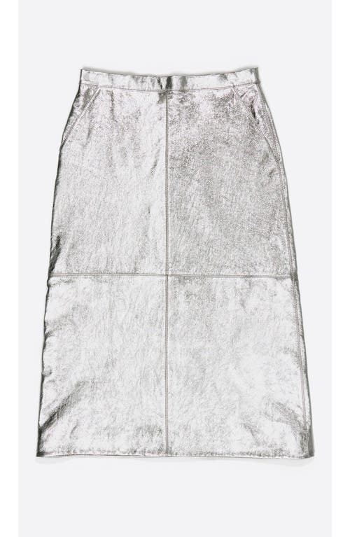 Bimba Y Lola Leather A-line Midi Skirt In Silver