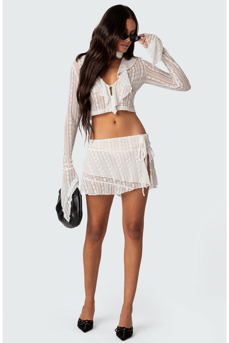 Anastasia Semisheer Lace Miniskirt, Alternate, color, WHITE