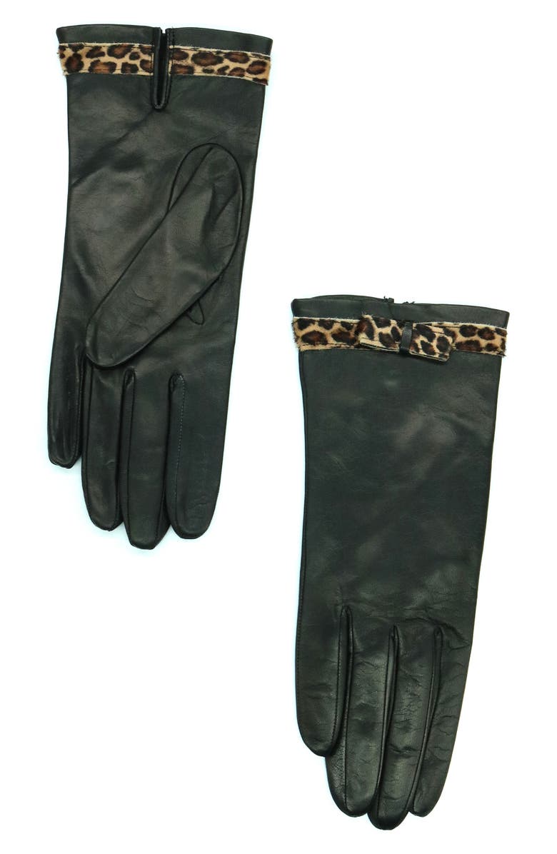 Portolano Leather & Genuine Calf Hair Gloves, Main, color, 