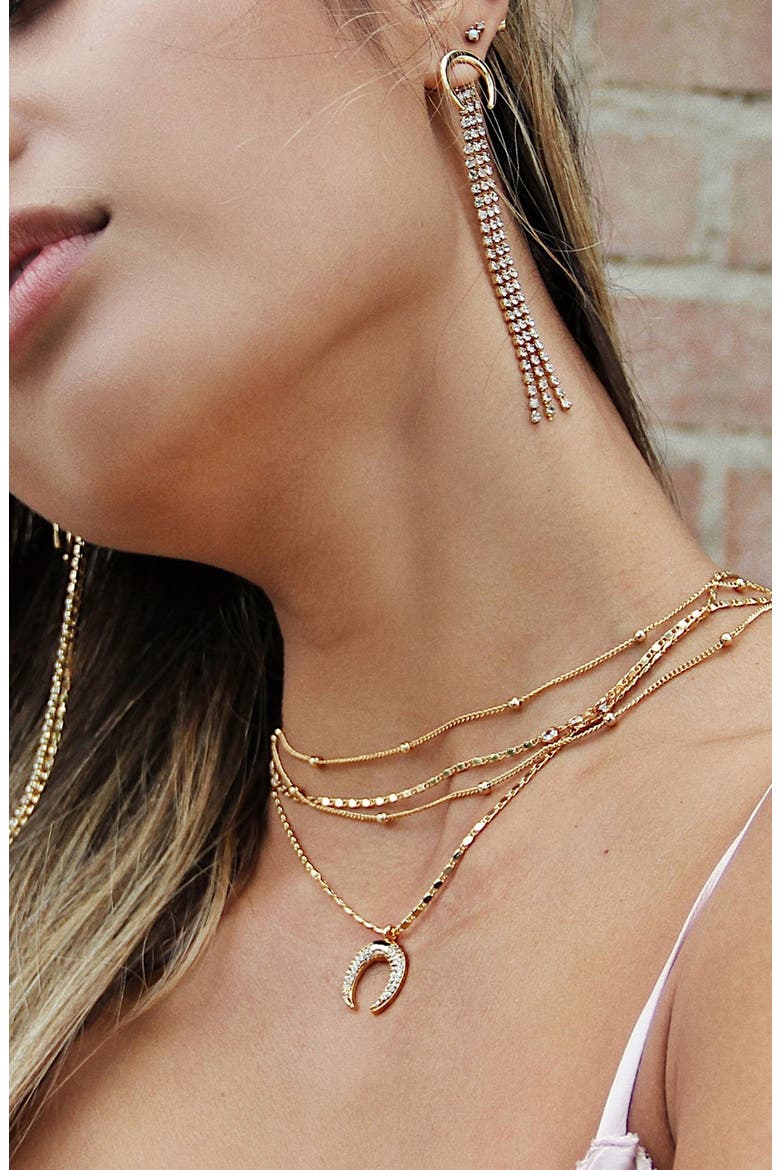 Crescent Horn Multistrand Pendant Necklace, Alternate, color, GOLD