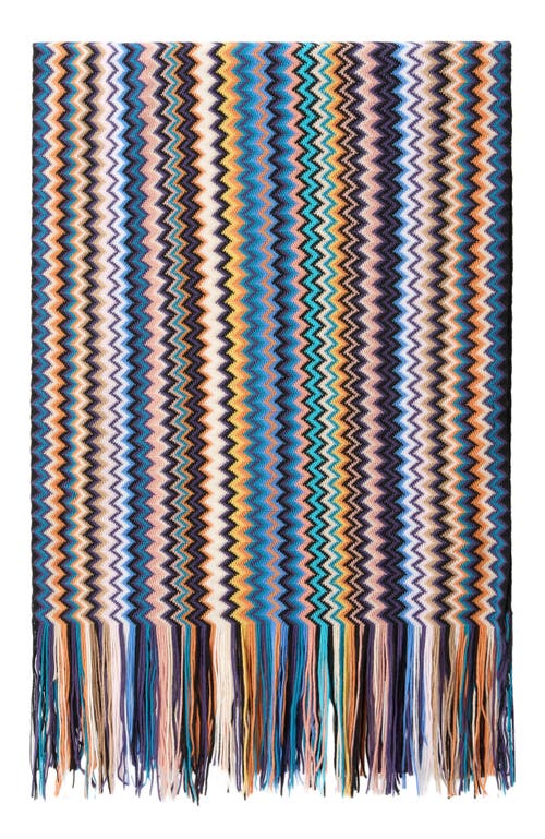 Missoni Zig Zag Wool Scarf With Fringes In Multi