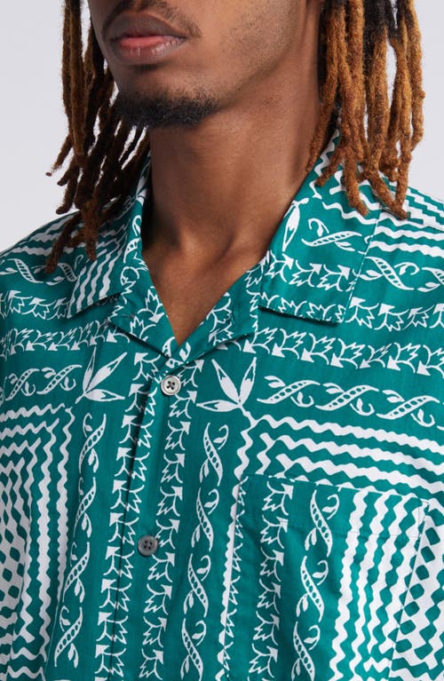 Obey Cortex Bandana Print Camp Shirt In Aventurine Green Multi