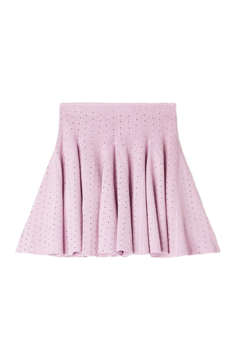 SANDRO Mini rhinestone knit skirt, Alternate, color, Mauve