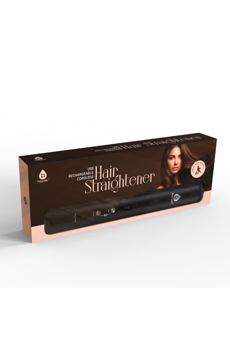 USB Rechargeable Cordless Hair Straightener, Alternate, color, Black